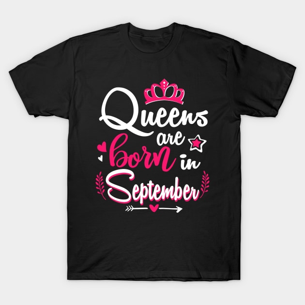 Women Queens Are Born In September T-Shirt by Manonee